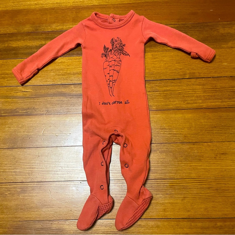 L'ovedbaby Carrot Graphic Organic Cotton Footed One-Piece Size 0-3 Months